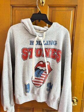 People of Leisure Rolling Stones Gray Graphic Pullover Hoodie